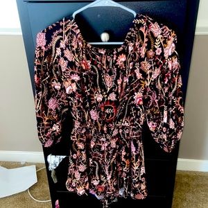 X-Small Free People Romper Black with Floral Patern